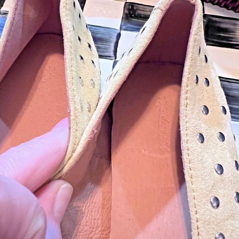 MADEWELL 11 The Greta Ballet  Studded Suede YELLOW Leather Flat NV817 - Picture 3 of 7
